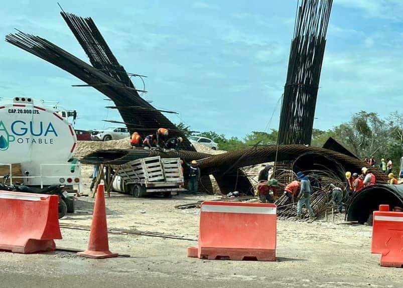 Colapso de estructuras en zona de trabajos del tren maya cerca de Huay Pix, Quintana Roo